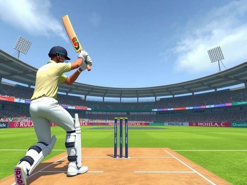 Indian VR Cricket Elite gameplay screenshot showing batting action